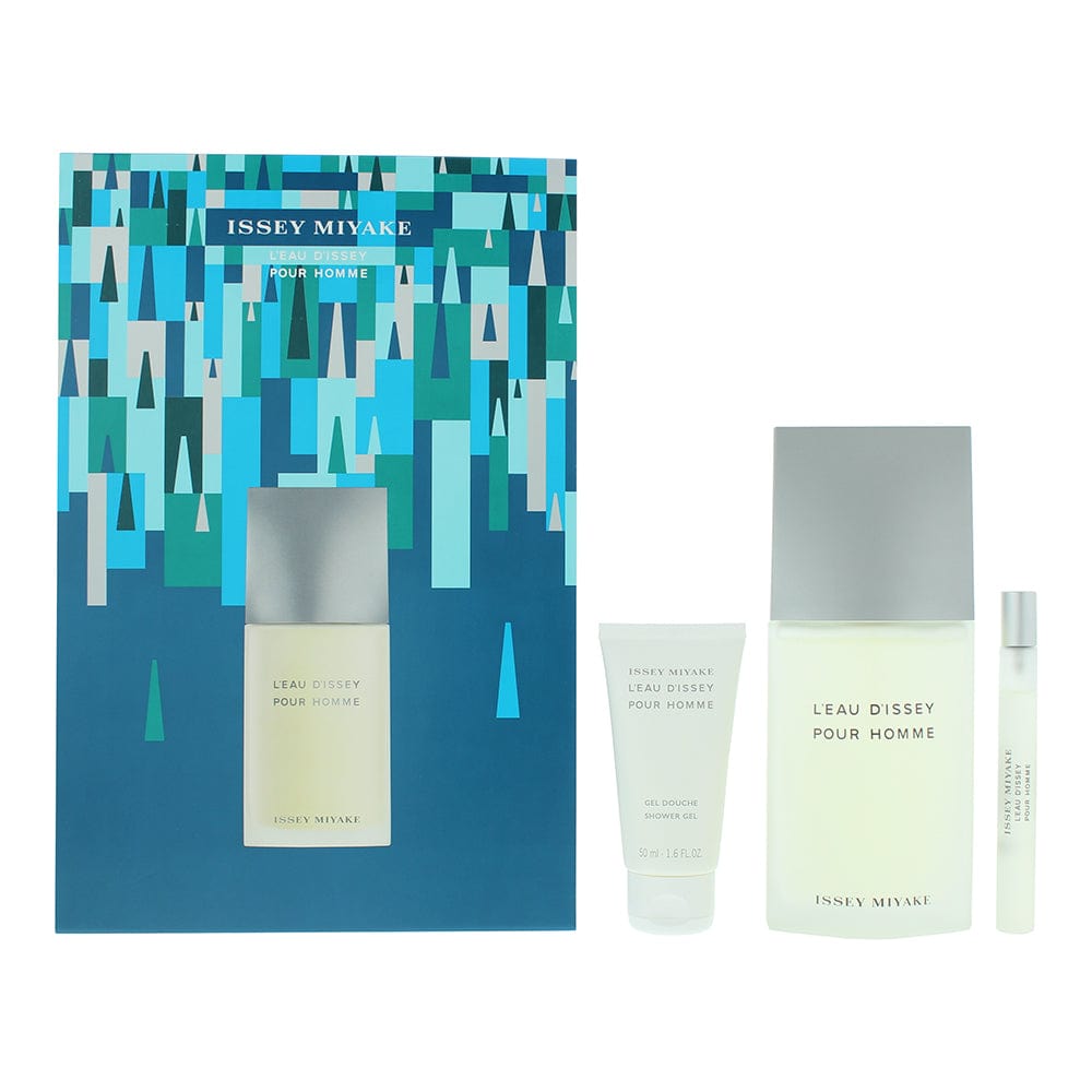 Issey Miyake L'eau D'issey Pour Homme 3 Piece Gift Set: Eau De Toilette 125ml - Shower Gel 50ml - Eau de Toilette 10ml - Welzo
