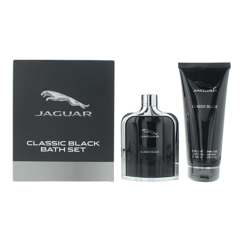 Jaguar Classic Black 2 Piece Gift Set: Eau de Toilette 100ml - Bath & Shower Gel 200ml - Welzo