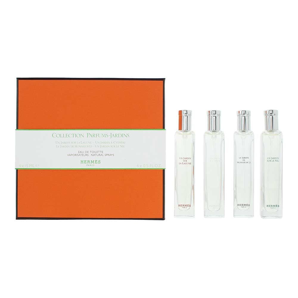 Hermes Un Jardin 4 Piece Gift Set: Un Jardin a Cythere Eau de Toilette 15ml -Un Jardin Sur Le Nil Eau de Toilette 15ml - Le Jardin de Monsieur Li Eau - Welzo