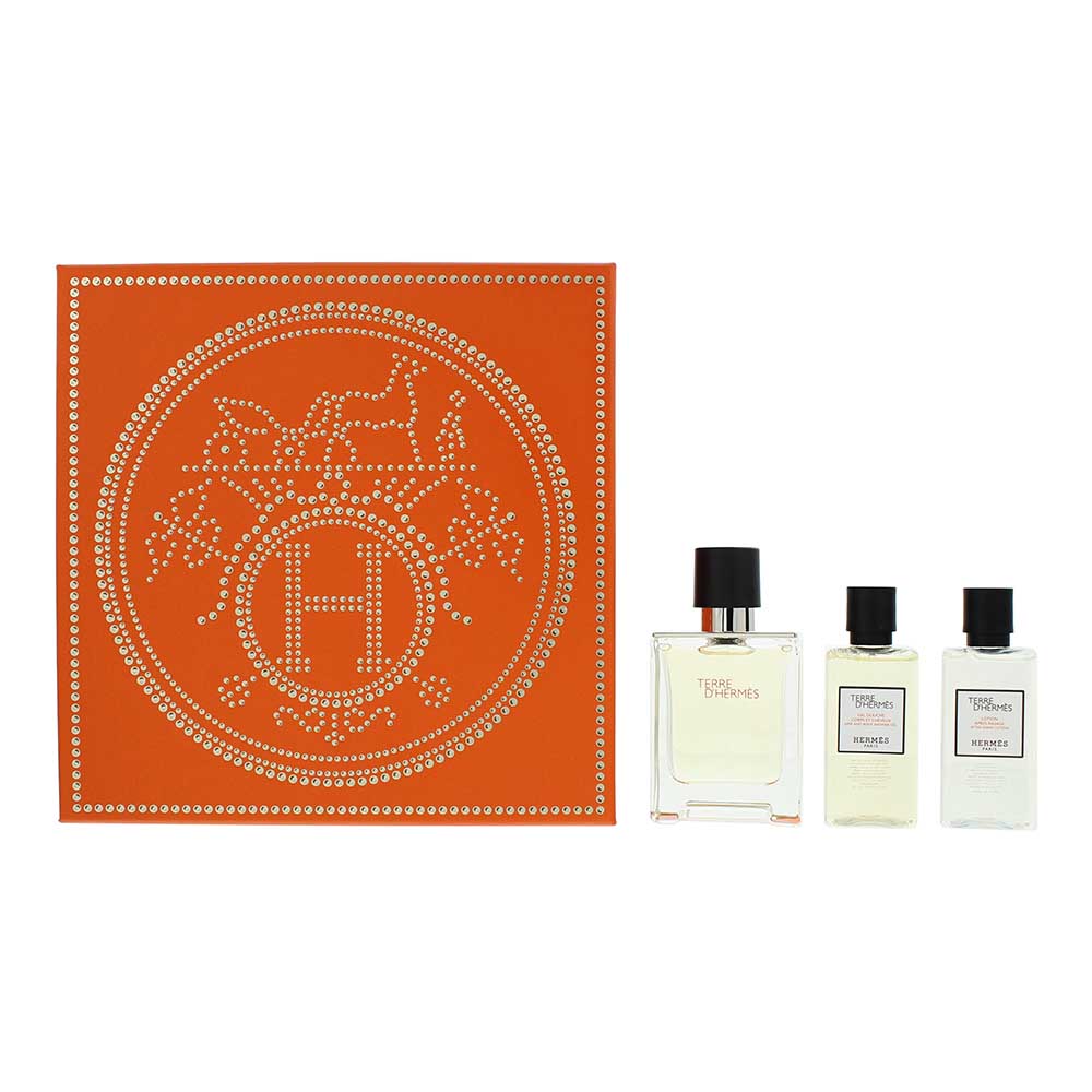 Hermès Terre D'hermès 3 Piece Gift Set: Eau de Toilette 50ml - Hair And Body Shower Gel 40ml - Aftershave Lotion 40ml - Welzo