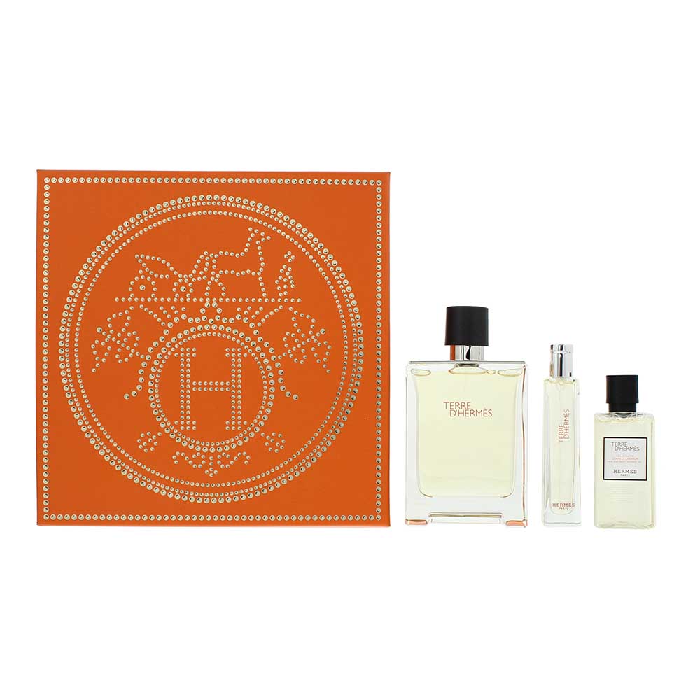 Hermès Terre D'hermès 3 Piece Gift Set: Eau de Toilette 100ml - Eau de Toilette 15ml - Hair And Body Shower Gel 40ml - Welzo