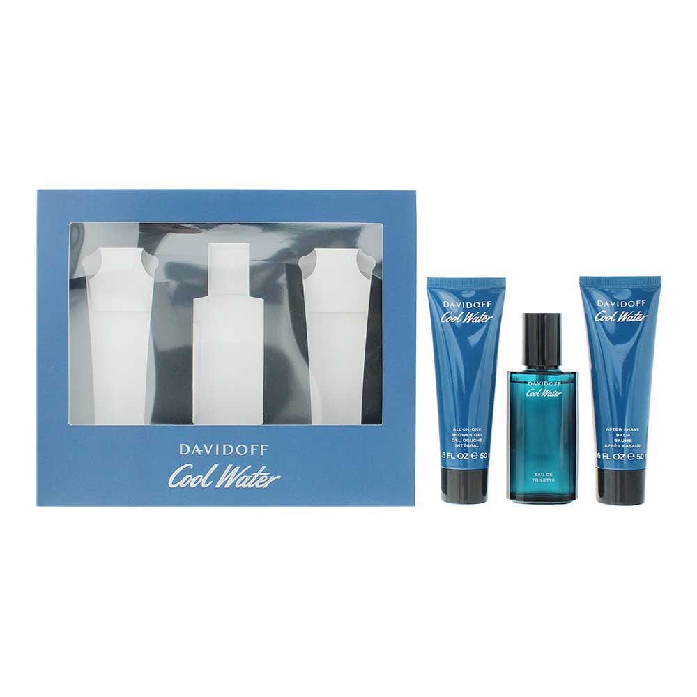 Davidoff Cool Water 3 Piece Gift Set: Eau de Toilette 40ml - Shower Gel 50ml - Aftershave Balm 50ml - Welzo