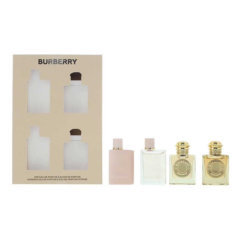 Burberry Her 4 Piece Gift Set: Her Eau de Parfum 5ml - Her Elixir Eau De Parfum Intense 5ml - Goddess Eau De Parfum 5ml - Goddess Eau de Parfum Intens - Welzo