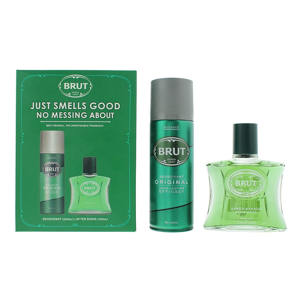 Brut Original 2 Piece Gift Set: Aftershave 100ml - Deodorant Spray 200ml - Welzo