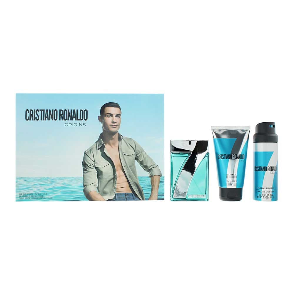 Cristiano Ronaldo Origins 3 Piece Gift Set: Eau de Toilette 100ml - Shower Gel 150ml - Body Spray 150ml - Welzo