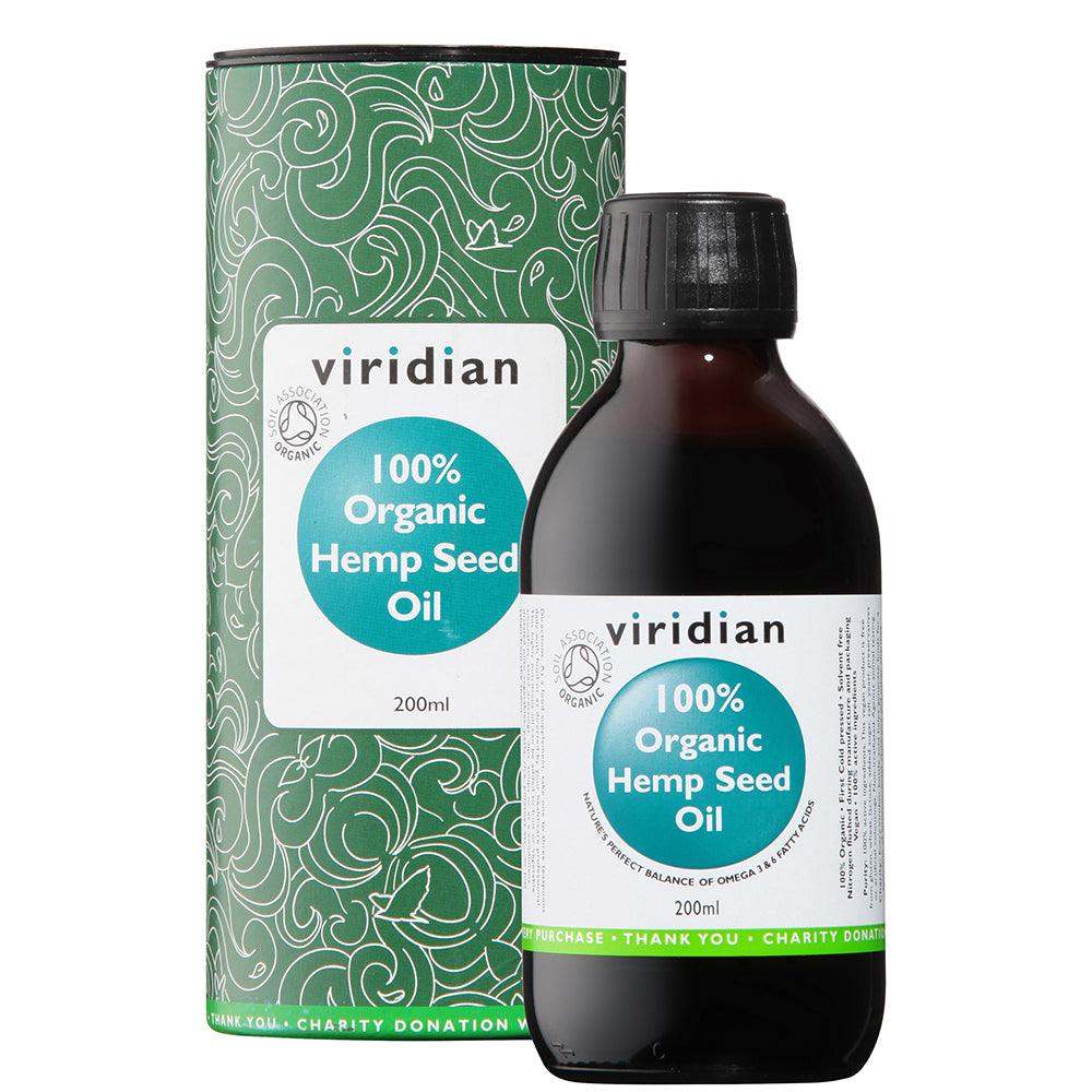 100% Organic, Cold Pressed Hemp Seed Oil - 200ml - Viridian - welzo