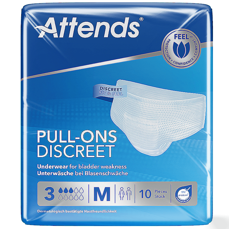 Attends Pull-Ons Discreet (Unisex) Underwear 3 Medium Pack of 10 - welzo