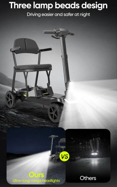 Welzo Freef Freef Lightweight Foldable Mobility Scooter - 4 Wiel, draagbare elektrische scooter voor volwassenen Lithium Battery, 20 km bereik