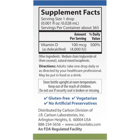 Carlson Labs Super Daily D3 4 000IU 365 droppar 10,3 ml