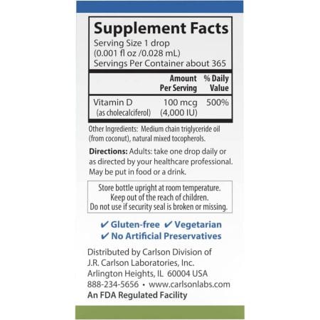 Carlson Labs Super Daily D3 4,000iu 365 Drops 10.3ml