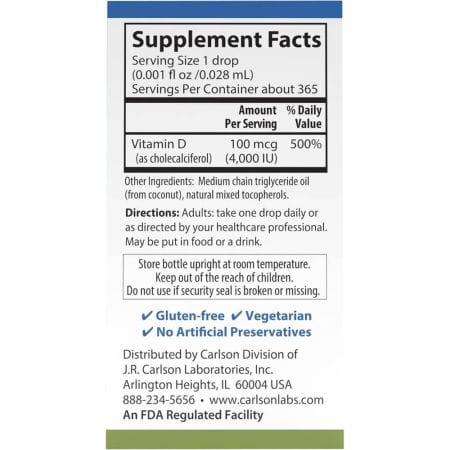 Carlson Labs Super Daily D3 365 σταγόνες 10.3ml