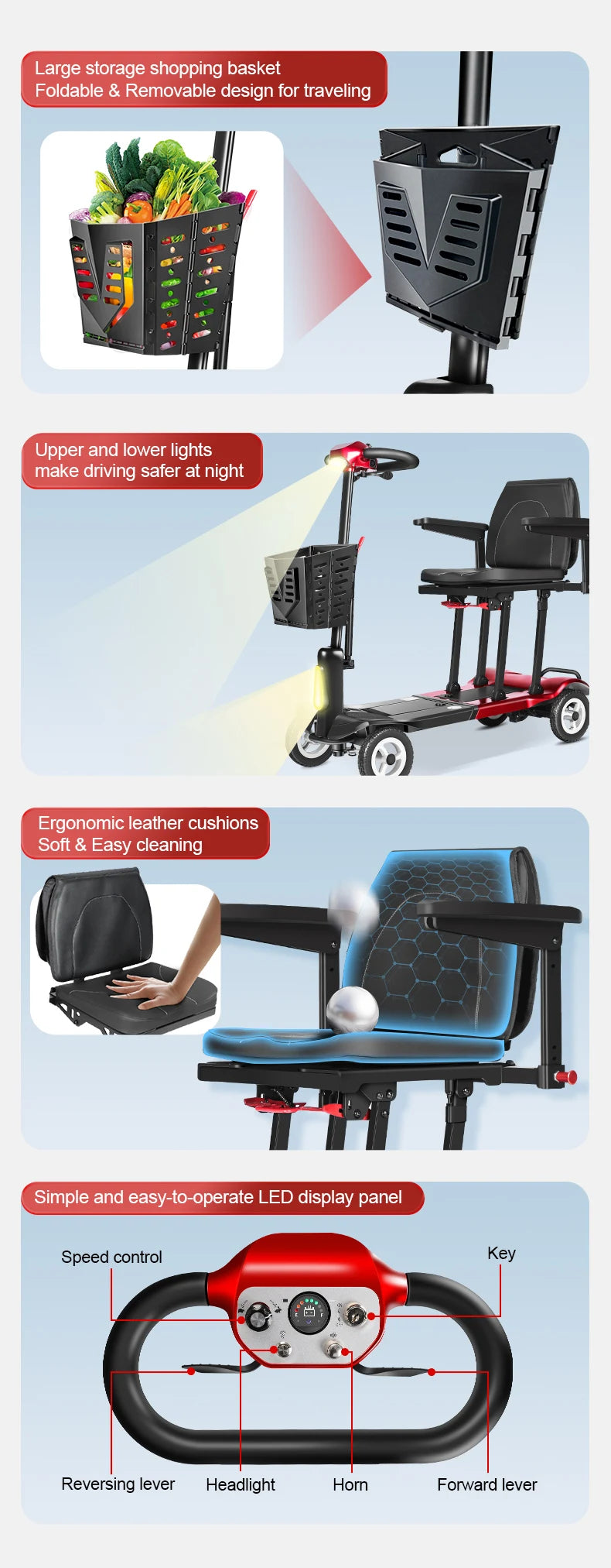 Welzo Feather Ultra-Light 15KG Long Range Folding Mobility Scooter