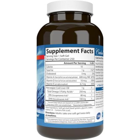 Carlson Labs COD Ficat Oil Gems Super 1.000mg 250 Softgels