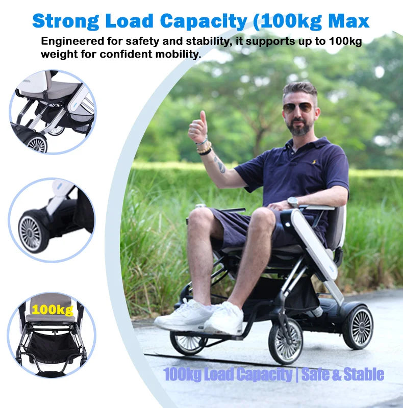 Welzo Aero Ultra-Light Dual-Motor Foldable Mobility Scooter Power Wheelchair 17.5kg