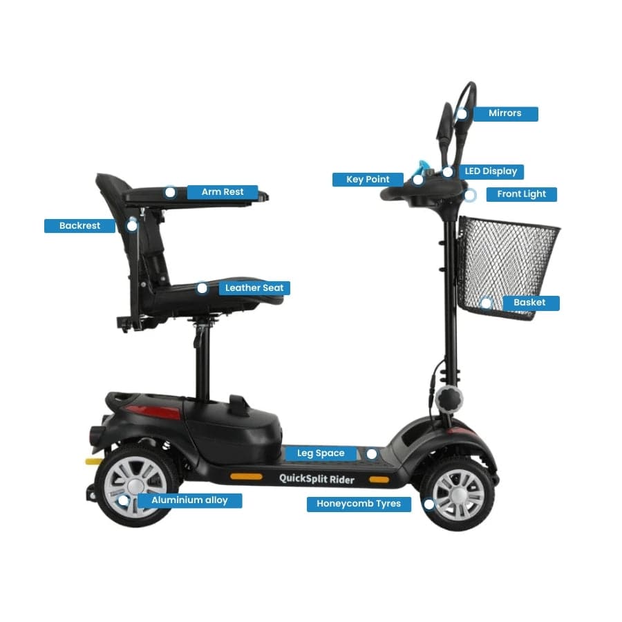 Welzo Venture – Scooter per disabili a 4 ruote pieghevole ultraleggero