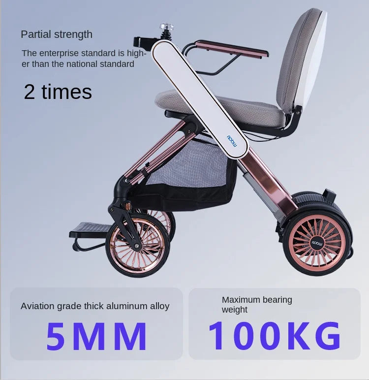Welzo Aero Ultra-Light Dual-Motor Foldable Mobility Scooter Power Wheelchair 17.5kg