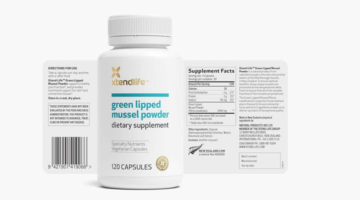 Green lipped mussel powder (120 capsules) - xtendlife