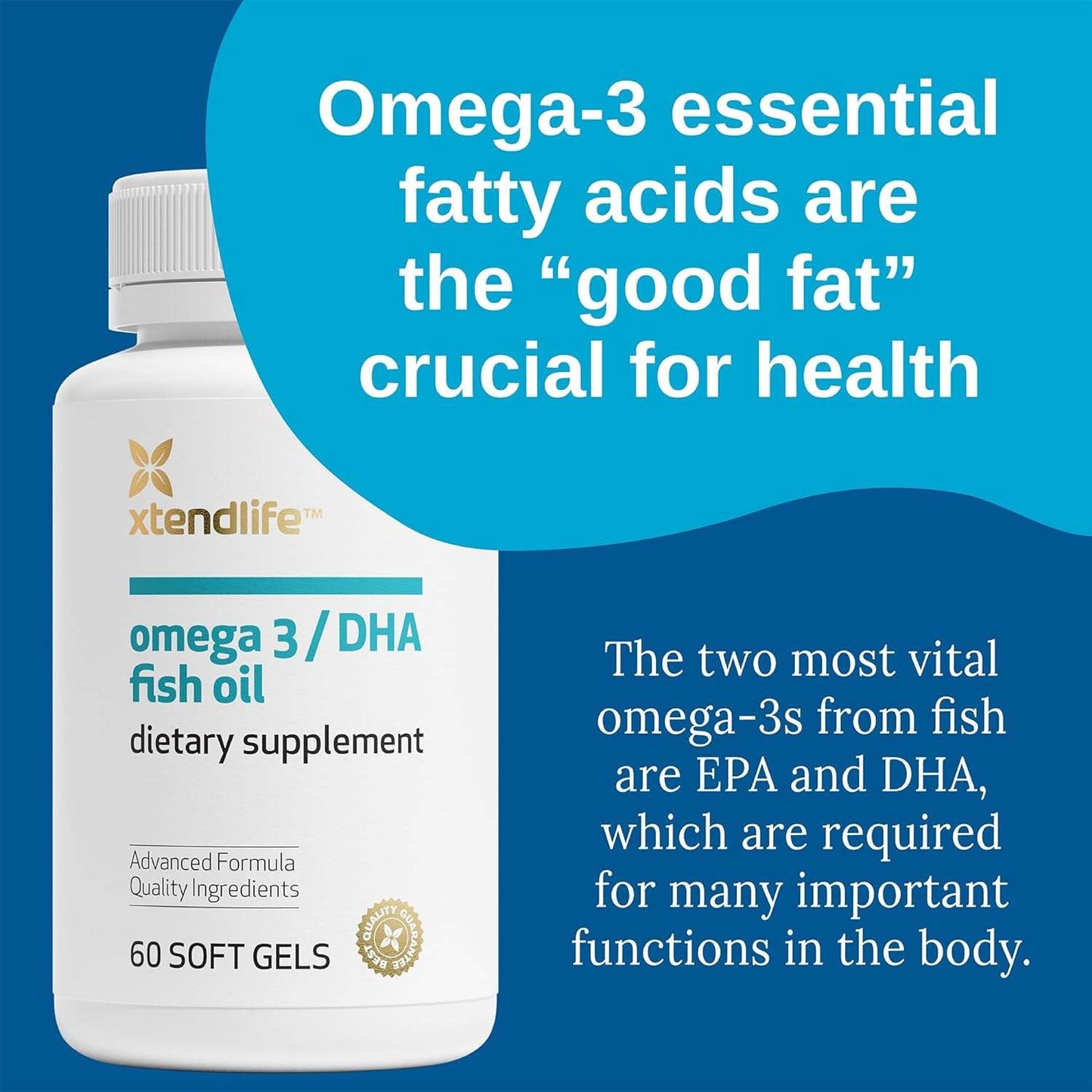 Omega 3 Dha Рибено масло, 60 гел капачки - XtendLife