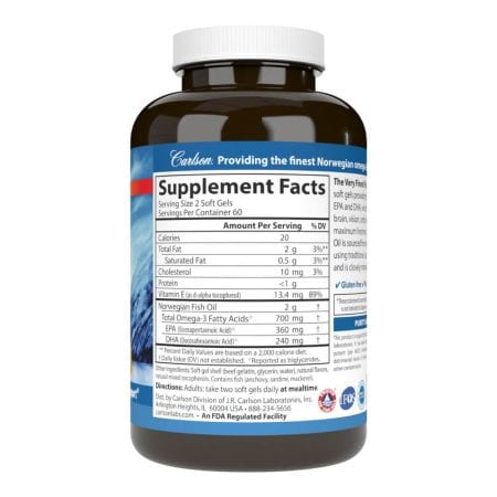 Carlson Labs The Very Finest Fish Oil 700mg 120 Softgels Plus 30 Softgels Free Lemon Flavour