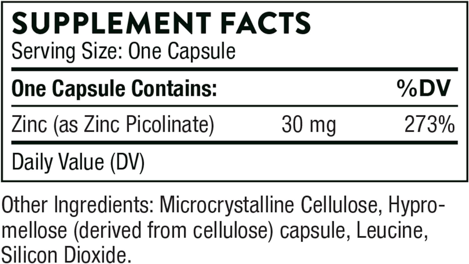 Zinc Picolinate 30mg 60 Caps végétariens - Thorne