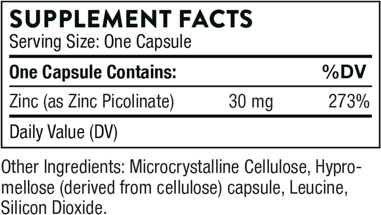 Ψευδάργυρος picolinate 30mg 60 veggie καπάκια - Thorne