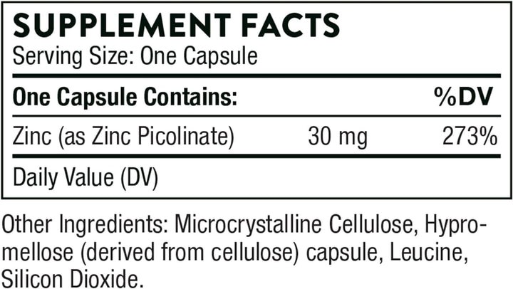 Cynk pikolinate 30 mg 60 Warzywowe czapki - Thorne