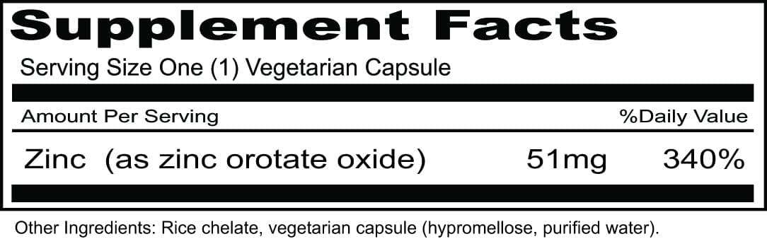 Orotato de zinco 100 cápsulas - prioridade um vitaminas