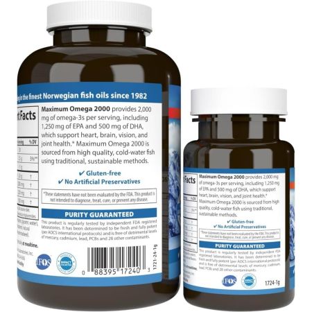 Carlson Labs Μέγιστη ωμέγα 2000mg 90 softgels συν 30 softgels δωρεάν