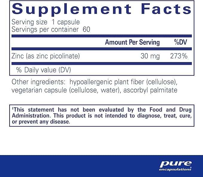 Zinc 30 60 vcaps - Pure Encapsulations