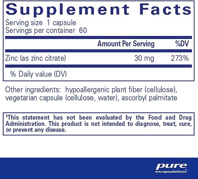 Zinc (citrate)- 60 vcaps - Pure Encapsulations