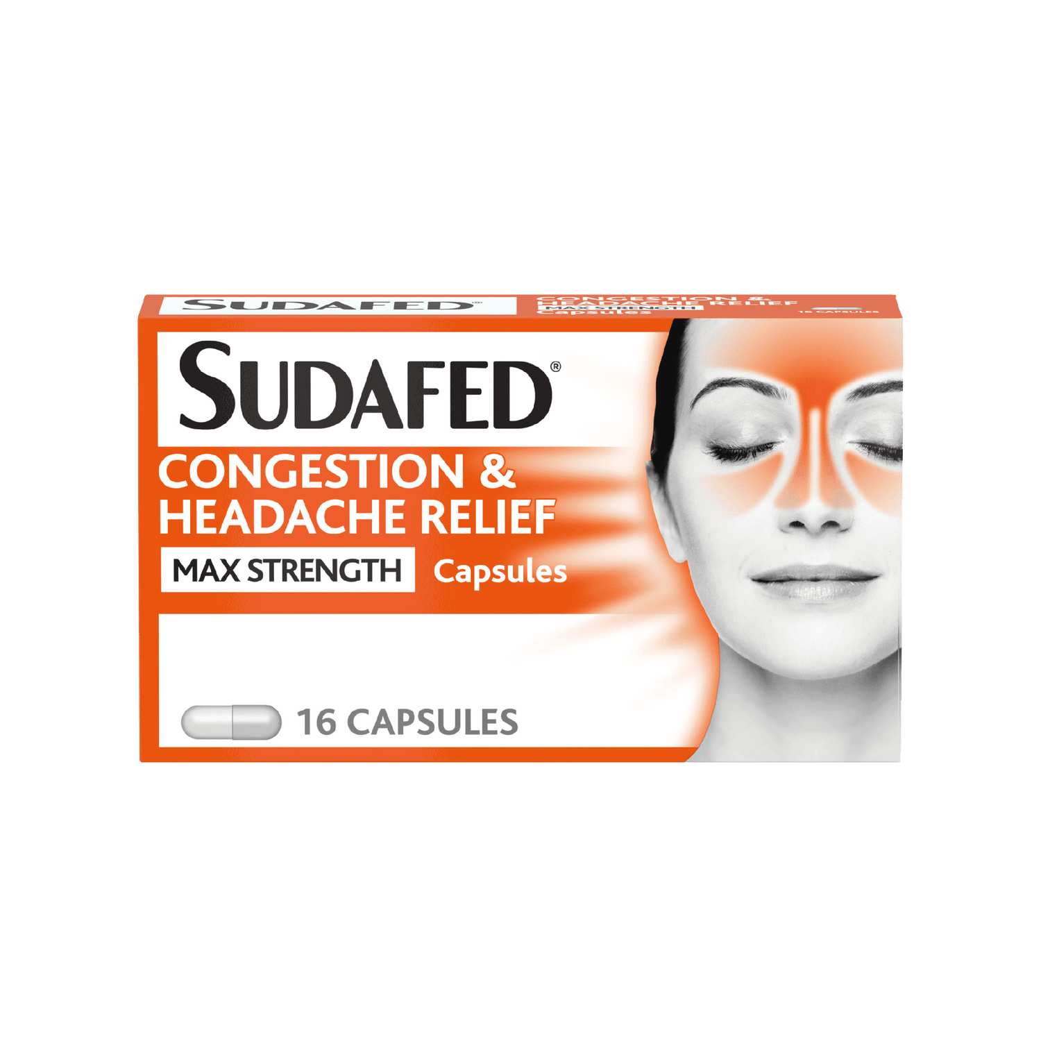 Sudafed Congestion & Headache Max Strength Capsules Pack of 16 - welzo