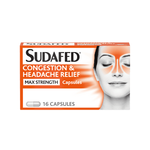Sudafed Congestion & Headache Max Strength Capsules Pack of 16 - welzo