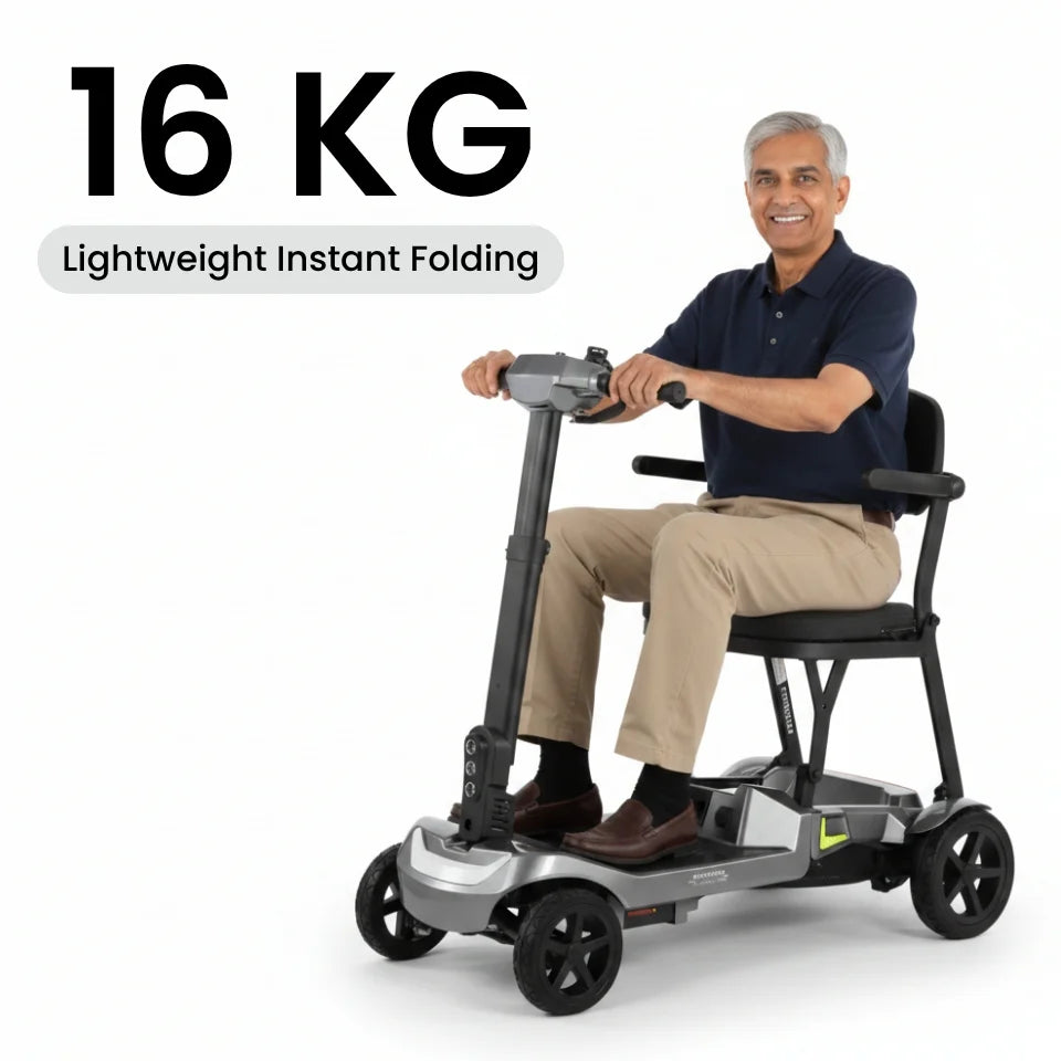 Welzo FreeFold X Dunkelgrauer, leichter, faltbarer 16-kg-Mobilitätsroller