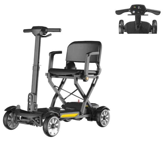 Welzo OneTouch Folding Mobility Scooter – Lightweight 4-Wheel Electric Travel Scooter