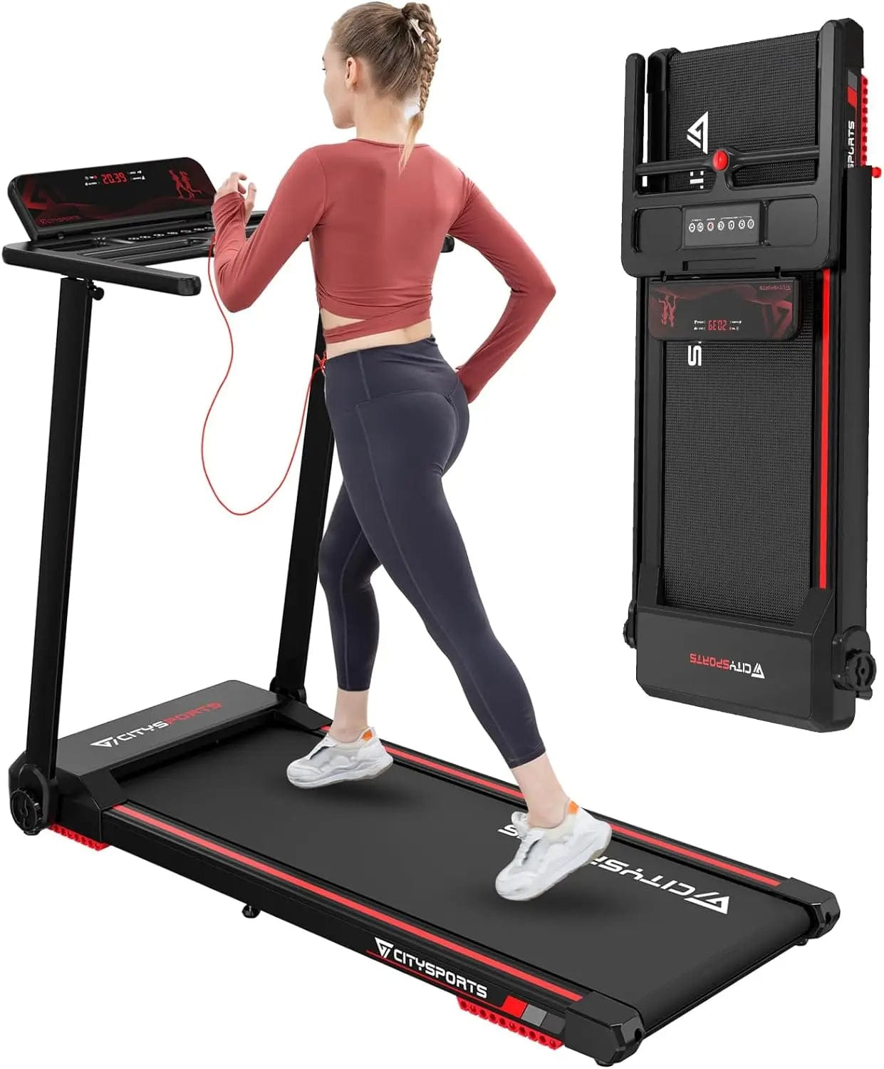 Cinta de correr plegable premium - Treinta portátil portátil y de oficina Fitness