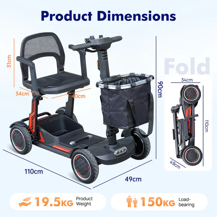 Scooter per mobilità pieghevole leggero Welzo Easyfold