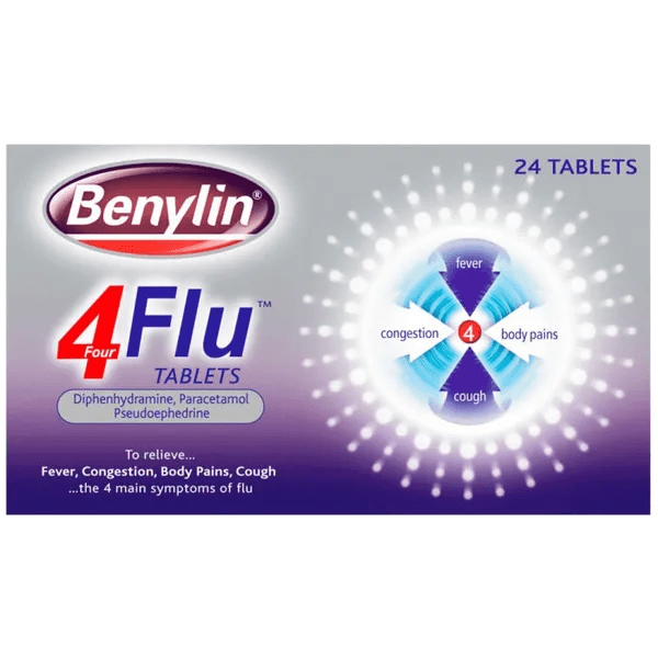 Benylin 4 Flu Tablets Pack of 24 - welzo