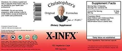 X -INFX (Formuła Infekcji) 440 mg, 100 czapek wegetariańskich - oryginalne formuły Christophera