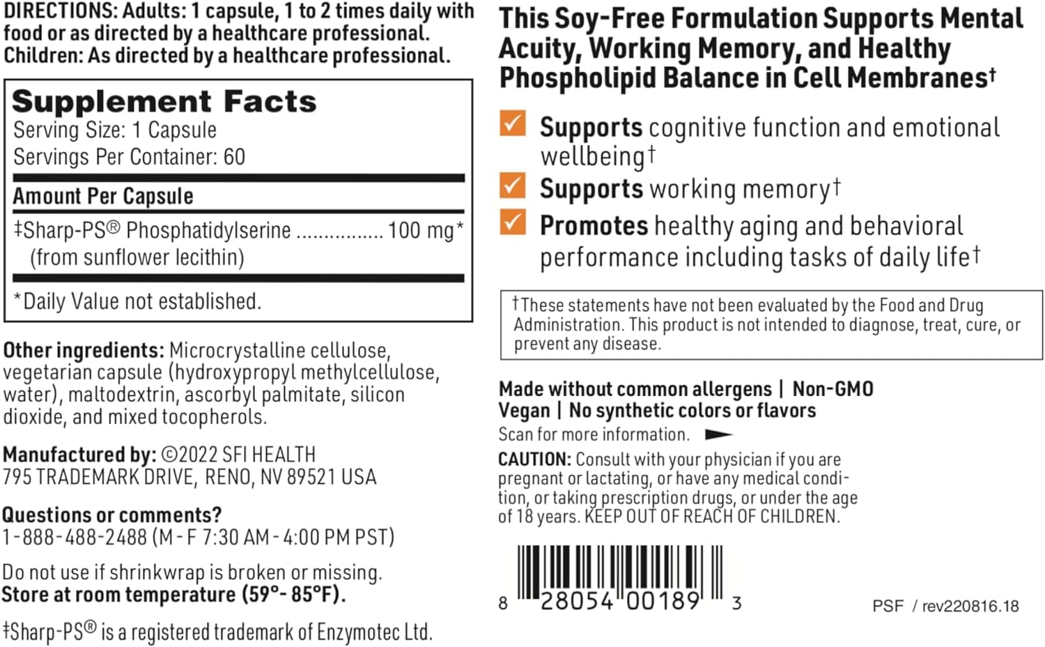 Serabella (ehemals Phosphatidyl Serin SF) 60 Caps - Klaire Labs (SFI Health)