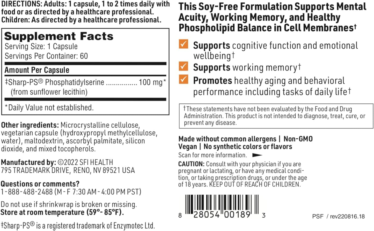 Serabella (voorheen fosfatidylserine SF) 60 Caps - Klaire Labs (SFI Health)