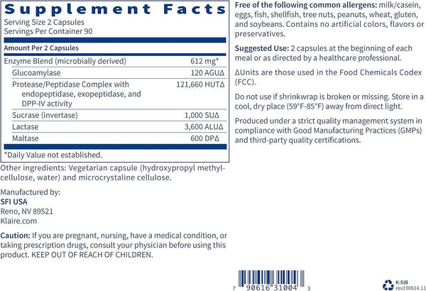 SIBB -ZYMES 180 kapsulas - Klaire Labs (SFI Health)