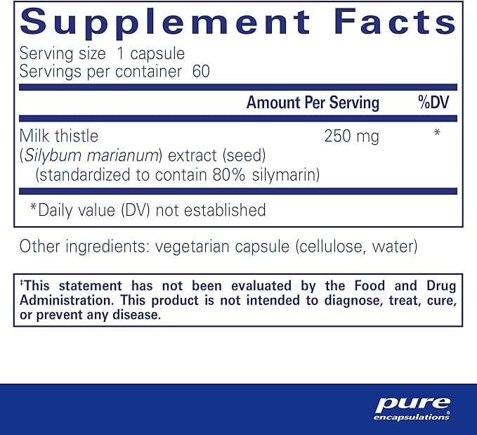 Silimarīna piena dadzis ekstrakts - 60 kapsulas - 200 mg - tīras iekapsulācijas