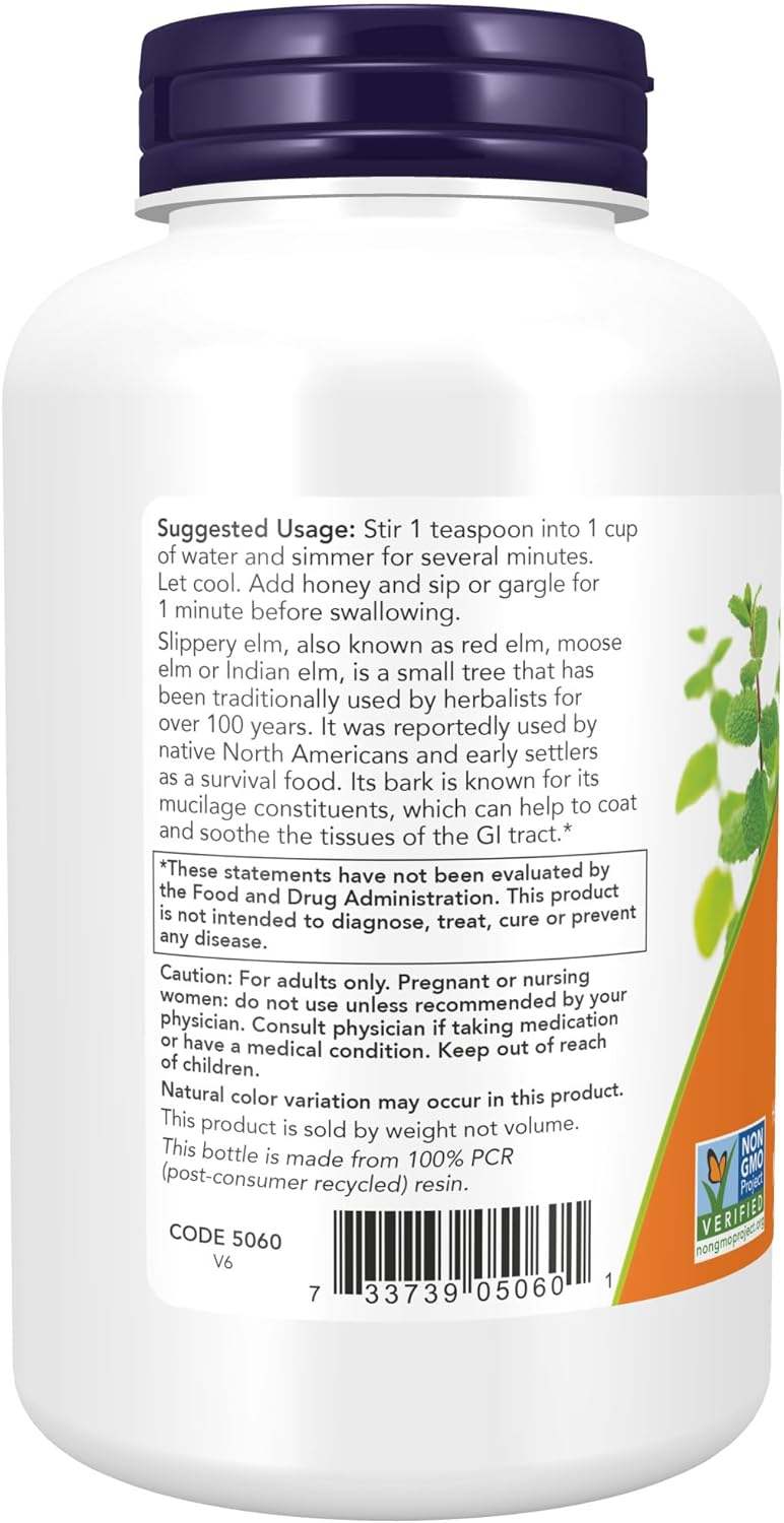 Slippery Elm; Powder; 4 oz (113 g) - Now Foods