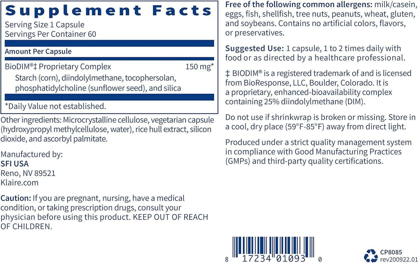 Biodim 150mg, 60 tobolek - Klaire Labs (SFI Health)