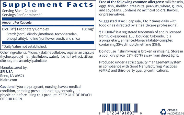 Biodim 150mg, 60 Capsule - Klaire Labs (SFI Health)