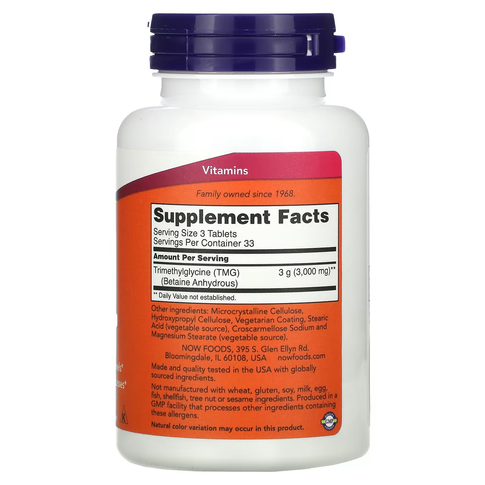 NOW Foods TMG (Trimethylglycine), 1000mg - 100 tablets