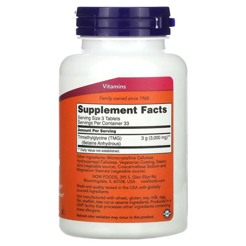NOW Foods TMG (Trimethylglycine), 1000mg - 100 tablets