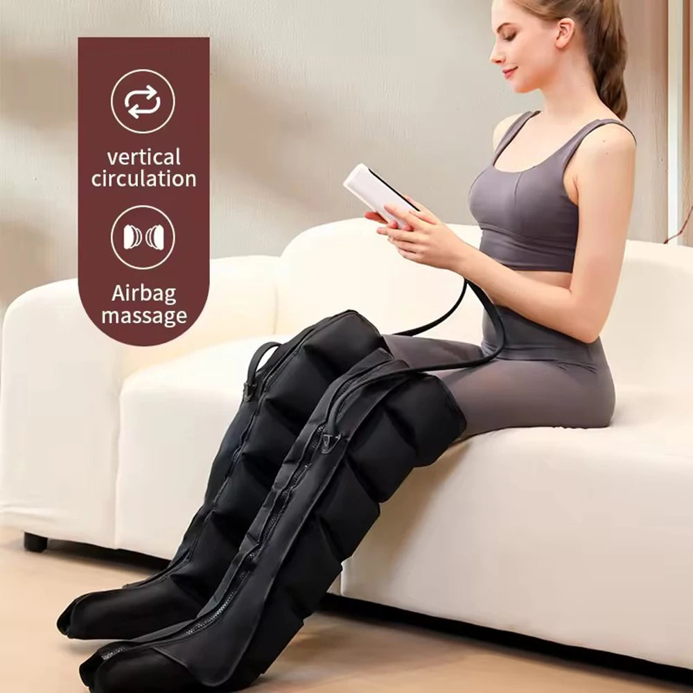 Welzo Air Compression Leg Massager Boots – Full Leg Circulation Recovery System with 6 Airbags, 3 Modes & Adjustable Pressure