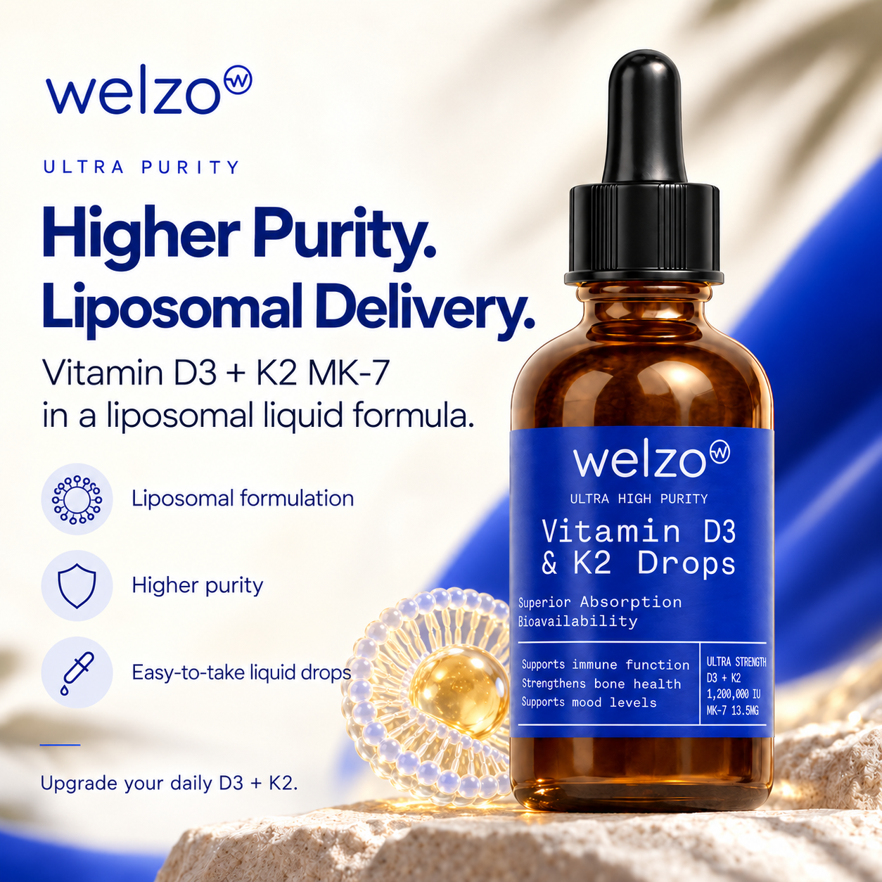 Welzo Ultra Purity витамин D3 и K2 капки