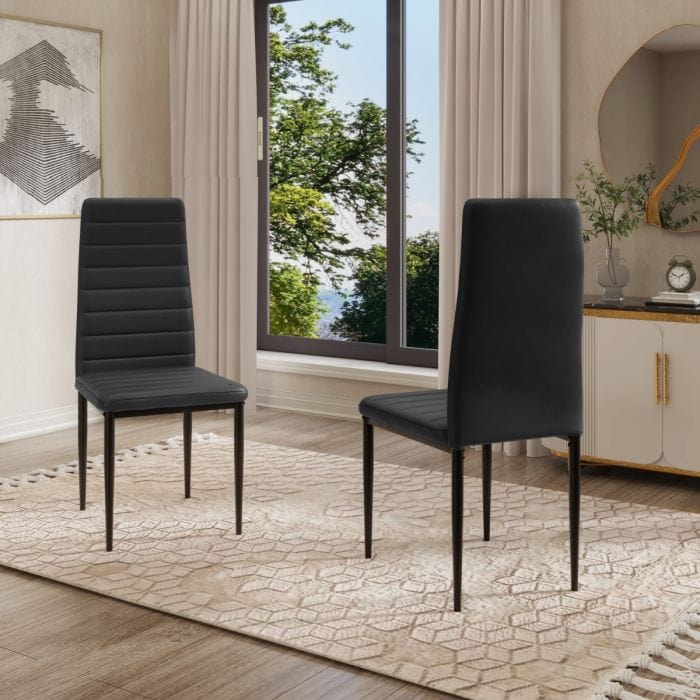 Set di sedie da pranzo marroni taupe di 4 - sedili in pelle finta Alma con gambe in legno e design posteriore del portello (copia)